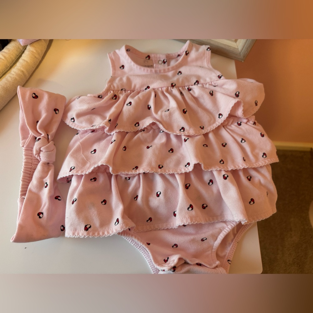 Tommy Hilfiger Pink Heart Diaper Cover Set